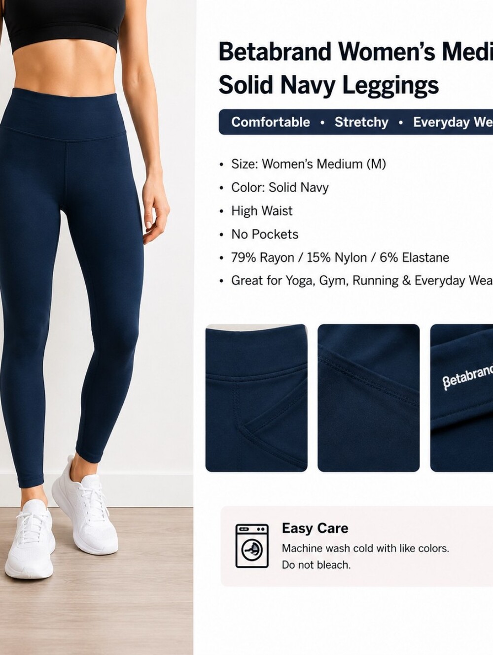 Betabrand NWOT 7 Pocket Yoga Ankle legging Pant Navy Blue W1595